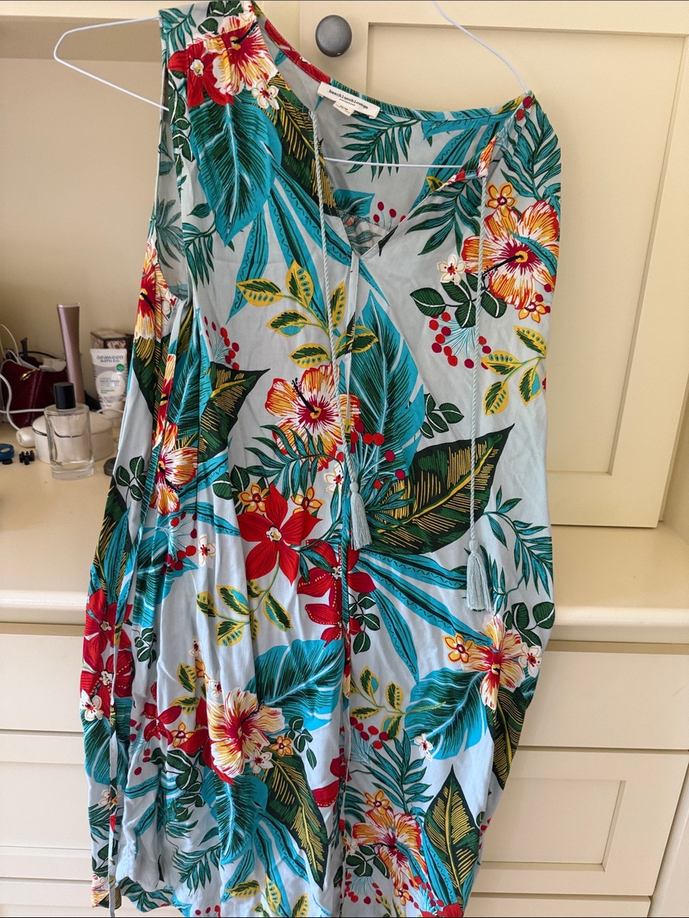 Tropical Floral Maxi Dress - Light Blue
